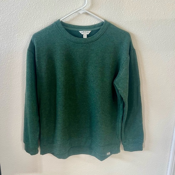 Orvis Crewneck Fleece Top Size S Olive Green Relaxed Fit - Picture 1 of 6